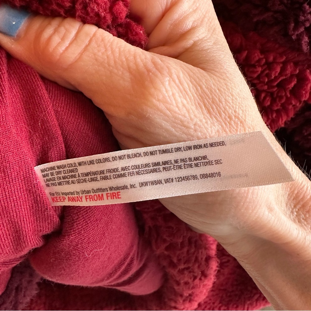 Free People Two-Tone Burgundy Teddy Sherpa Jacket - Picture 4 of 6